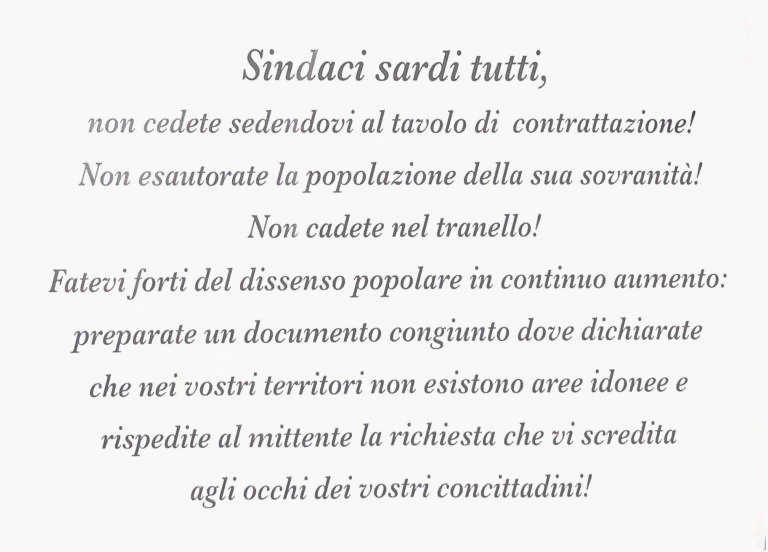 Incontro territoriale a Villacidro, lettera